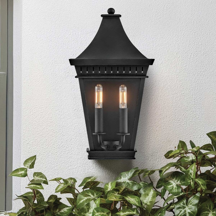 Hinkley - Aplique de exterior CHAPEL HILL 2xE14/40W/230V IP44 negro