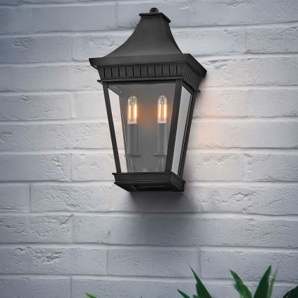 Hinkley - Aplique de exterior CHAPEL HILL 2xE14/40W/230V IP44 negro