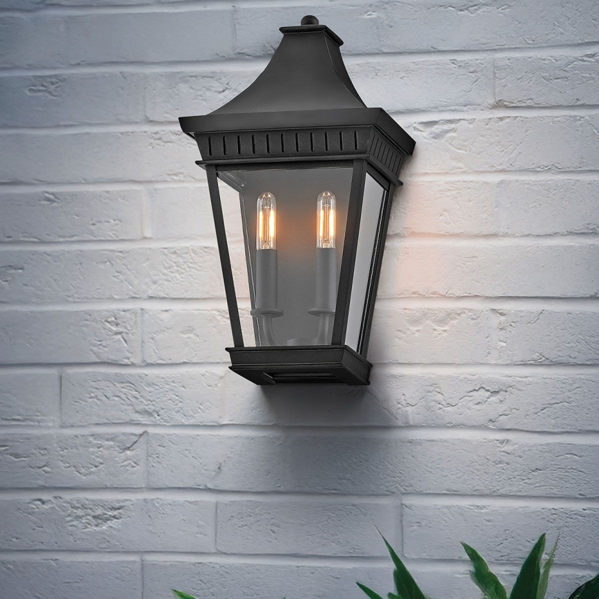 Hinkley - Aplique de exterior CHAPEL HILL 2xE14/40W/230V IP44 negro