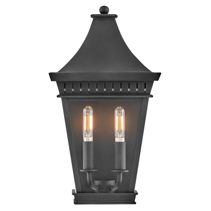 Hinkley - Aplique de exterior CHAPEL HILL 2xE14/40W/230V IP44 negro