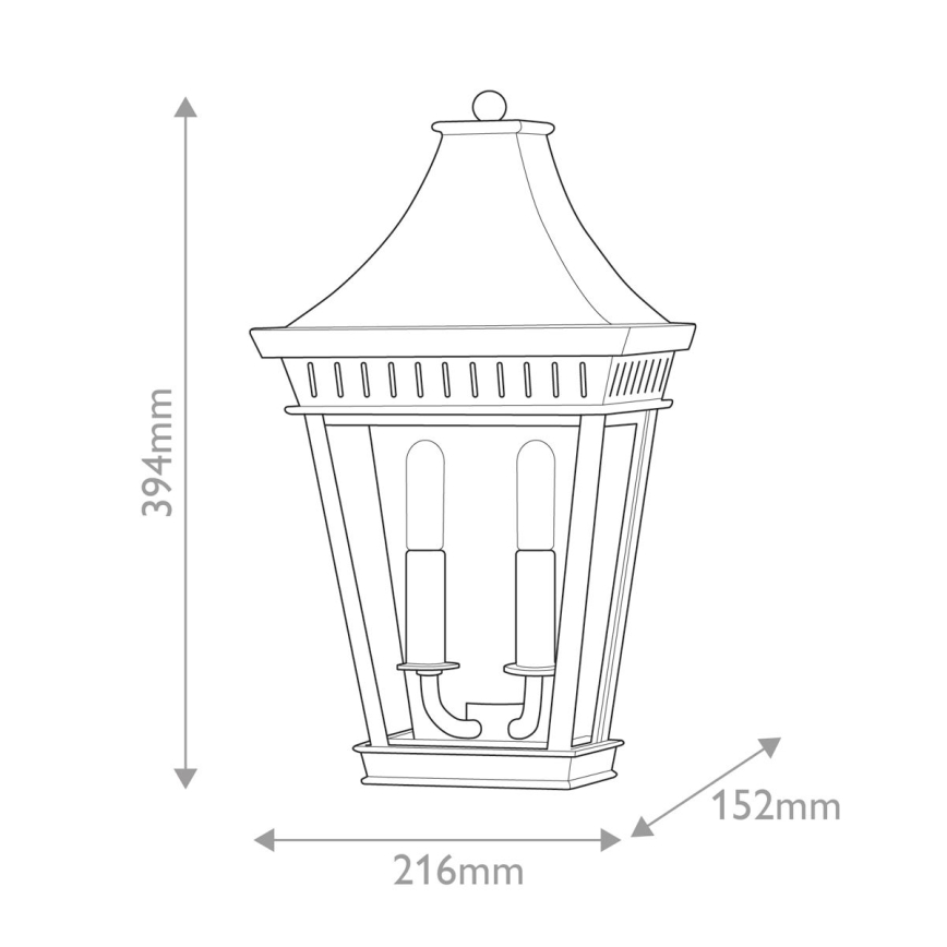 Hinkley - Aplique de exterior CHAPEL HILL 2xE14/40W/230V IP44 negro