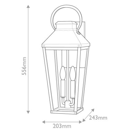 Hinkley - Aplique de exterior DAWSON 2xE14/40W/230V IP44 negro