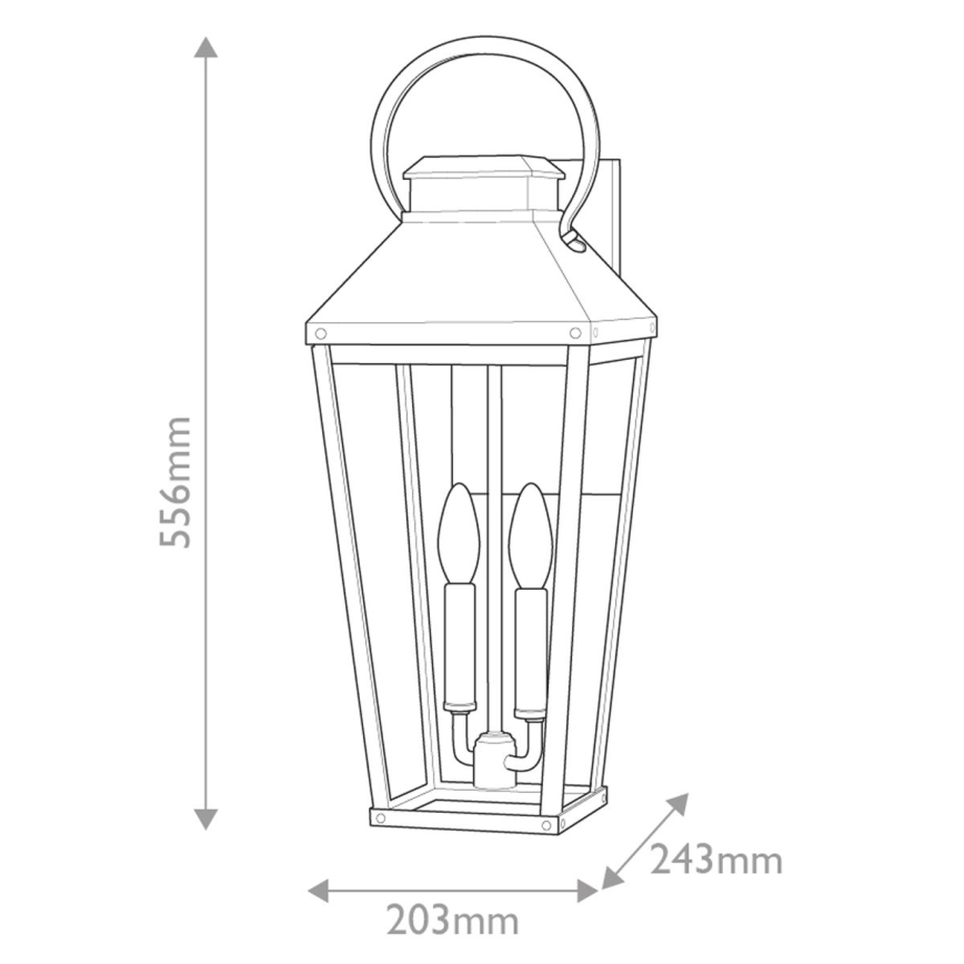 Hinkley - Aplique de exterior DAWSON 2xE14/40W/230V IP44 negro