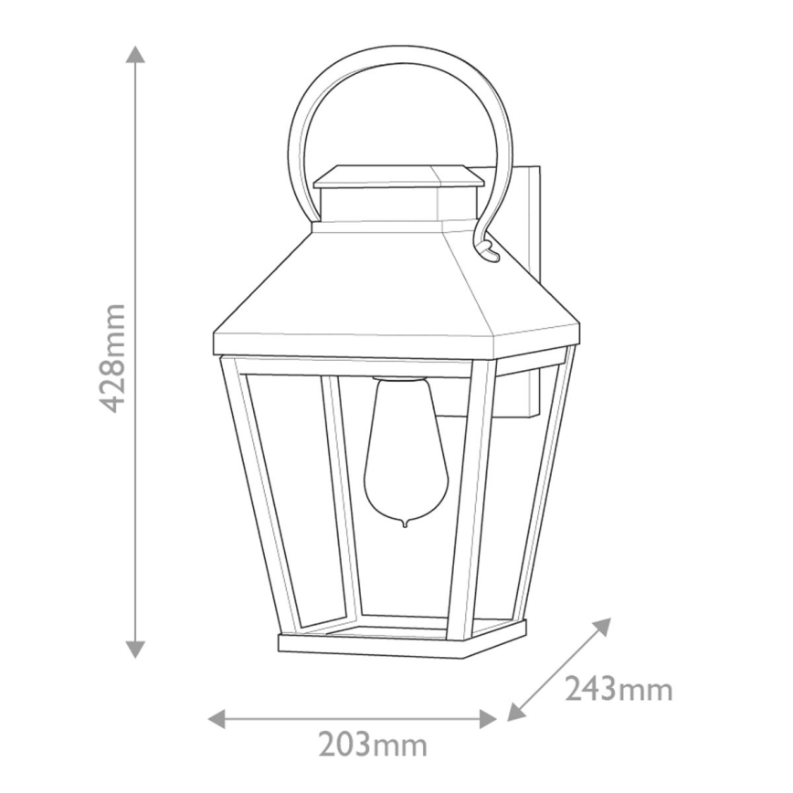 Hinkley - Aplique de pared exterior DAWSON M 1xE27/60W/230V IP44 negro