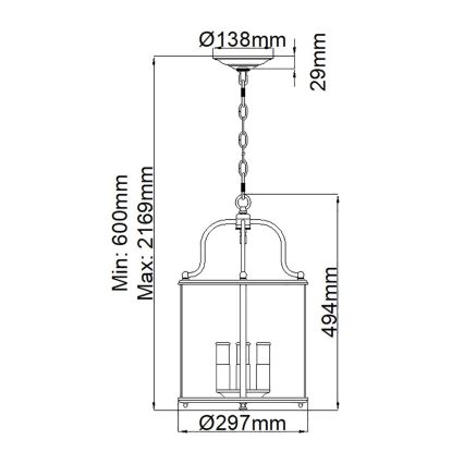 Hinkley - Lámpara de araña con cadena GENTRY 4xE14/60W/230V cromo brillante