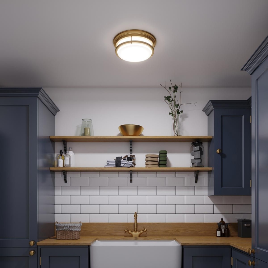 Hinkley - Luminaria de techo para baño HADLEY 3xE27/40W/230V IP44, acabado oro