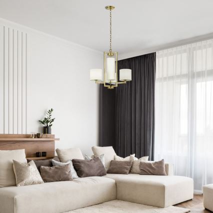 Hinkley - Lámpara colgante con cadena HAMPTON 4xE27/60W/230V dorada