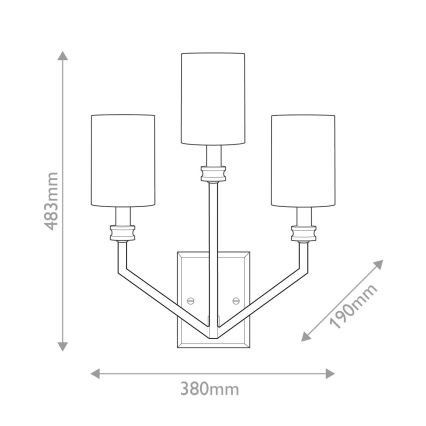 Hinkley - Aplique de pared MOORE 3xE14/40W/230V dorado