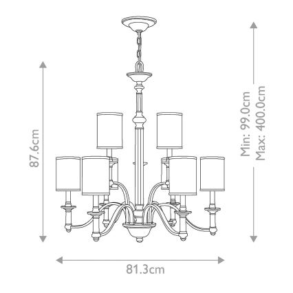 Hinkley - Lámpara de araña con cadena SUSSEX 9xE14/40W/230V cromo mate