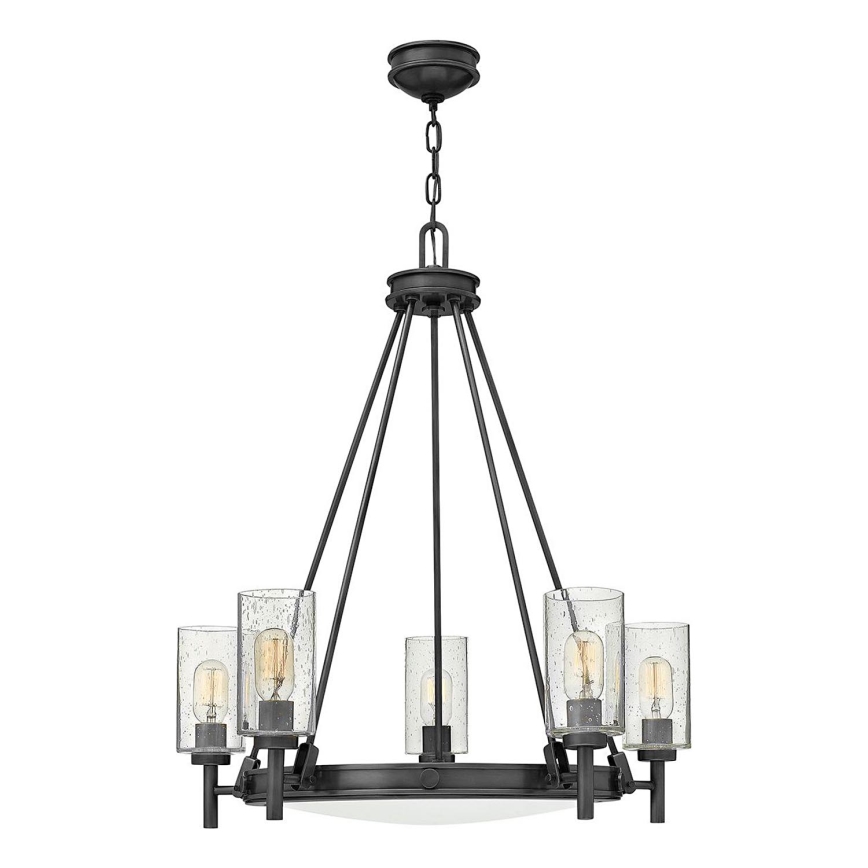 Hinkley - Lámpara colgante con cadena COLLIER 5xE27/40W/230V, diámetro 68,5 cm, negra