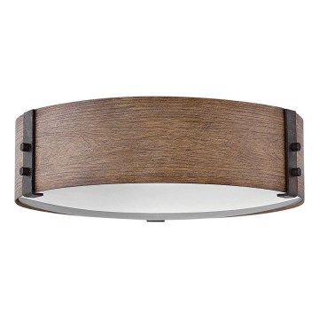 Hinkley - Plafón SAWYER 3xE14/40W/230V diá. 38 cm secuoya/marrón