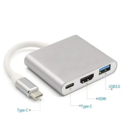 Hub USB-C 3 en 1 con Power Delivery 100 W y HDMI 4K