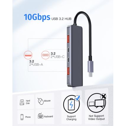 Hub USB-C 5 en 1 con Power Delivery de 100 W