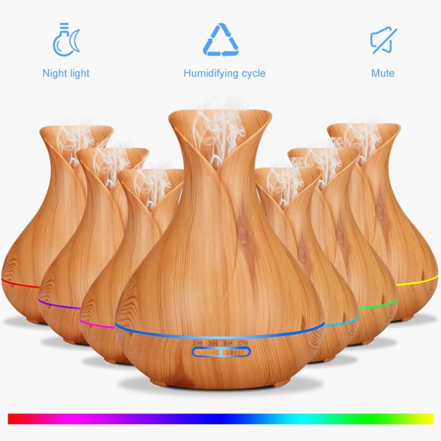 Humidificador e ionizador de aire LED RGB 400 ml