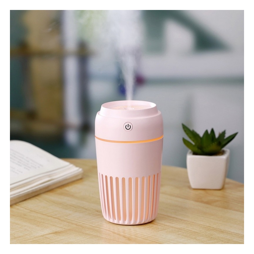 Humidificador de aire LED RGB 300 ml LED/2W/5V rosa