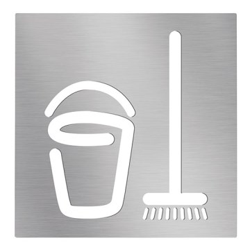 Icono Cuarto de limpieza 12 x 12 cm, acero inoxidable/plateado