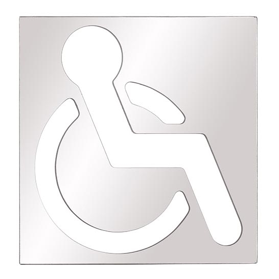 Icono de accesibilidad para personas con movilidad reducida 12x12 cm acero inoxidable/plateado