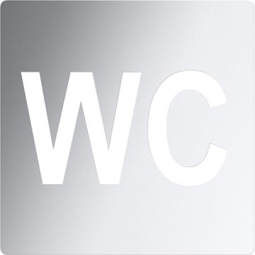 Icono para WC 12 x 12 cm, acero inoxidable/plateado