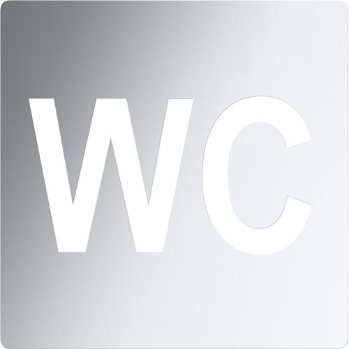 Icono para WC 12 x 12 cm, acero inoxidable/plateado