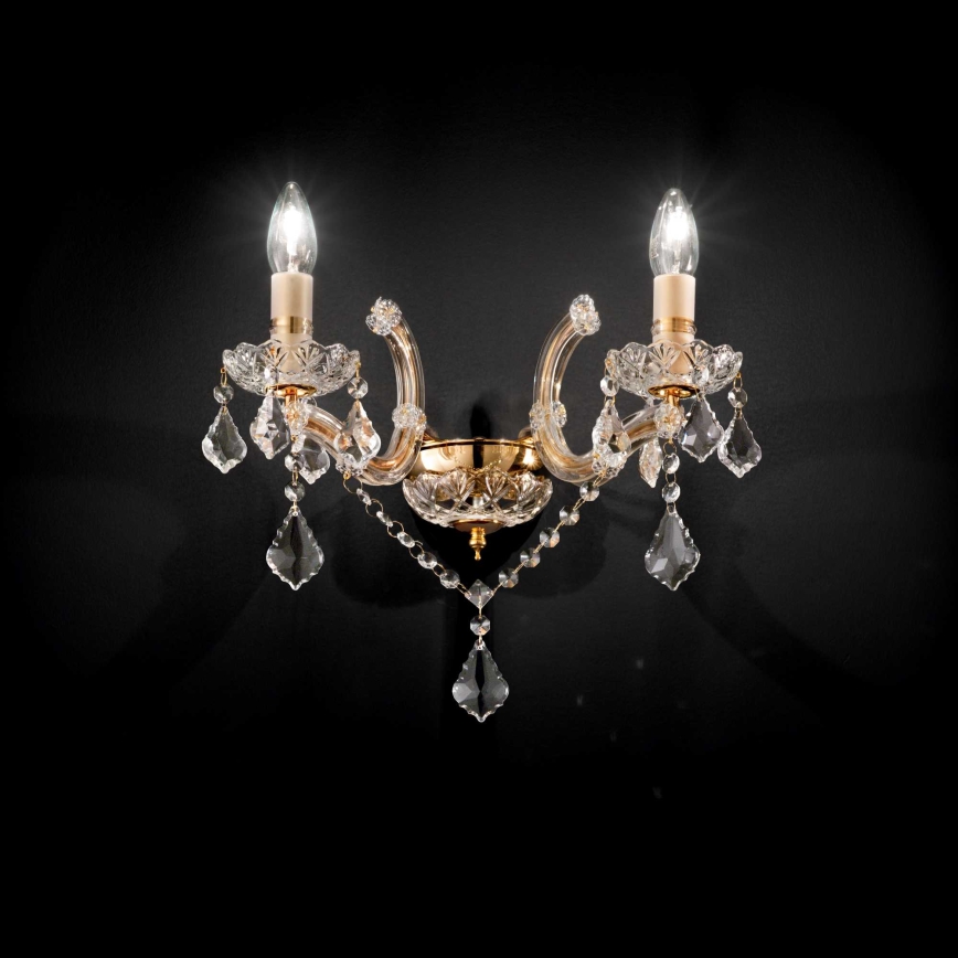 Ideal Lux - Aplique de cristal 2xE14/40W/230V dorado