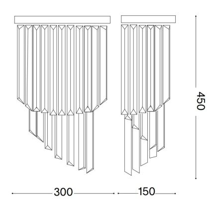 Ideal Lux - Aplique de cristal CARLTON 3xE14/40W/230V cromo brillante