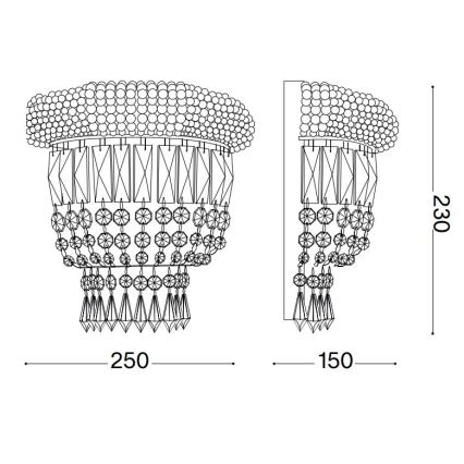 Ideal Lux - Aplique de cristal DUBAI 2xE14/28W/230V cromo brillante