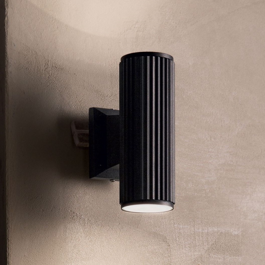 Ideal Lux - Aplique de exterior BASE 2xGU10/28W/230V IP44 negro