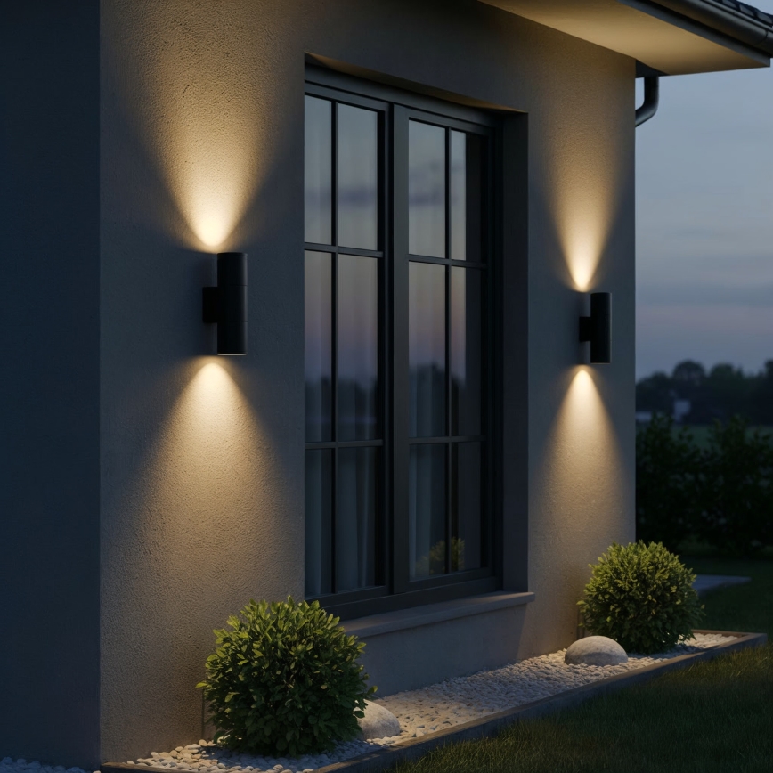 Ideal Lux - Aplique de exterior GUN 2xGU10/35W/230V IP44 antracita