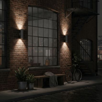 Ideal Lux - Aplique de exterior GUN 2xGU10/35W/230V IP44 antracita