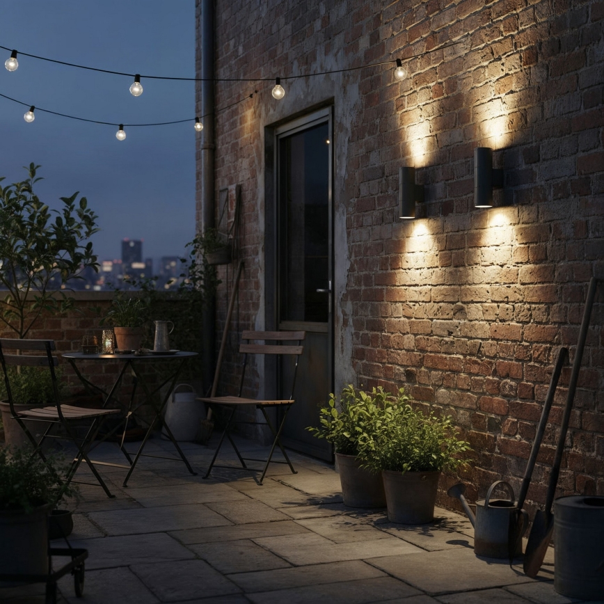 Ideal Lux - Aplique de exterior GUN 2xGU10/35W/230V IP44 antracita