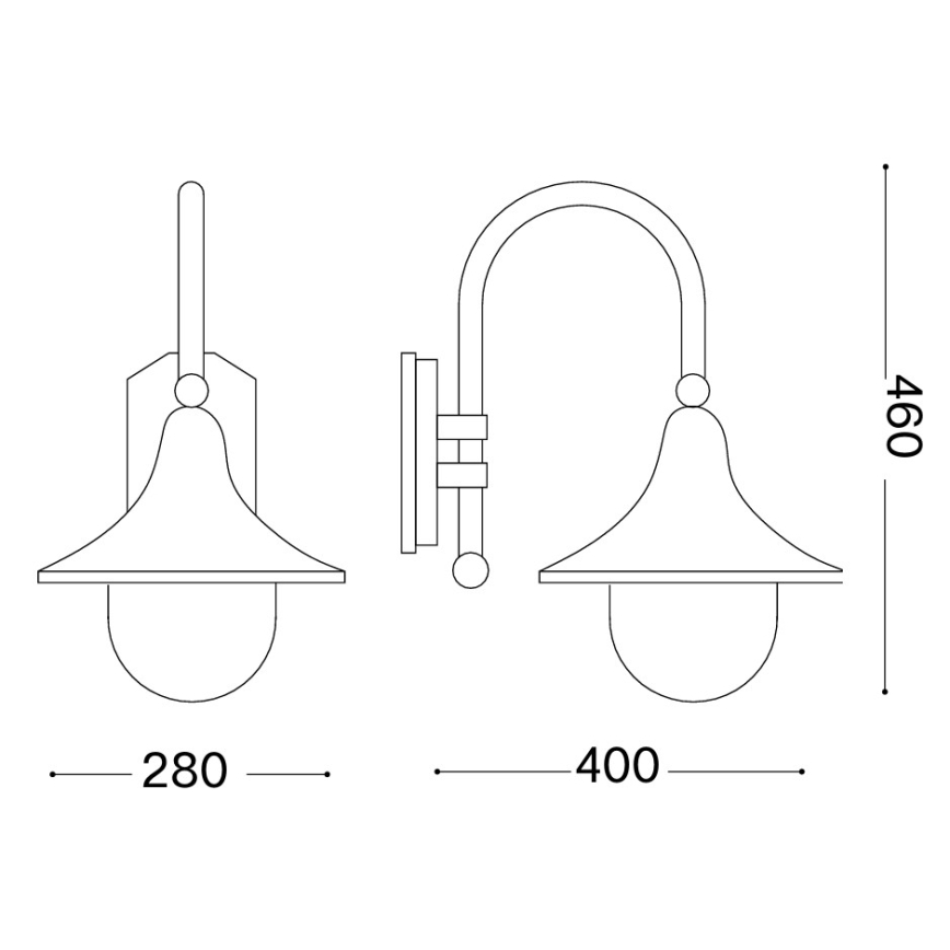 Ideal Lux - Aplique de pared exterior CIMA 1xE27/52W/230V IP43 marrón