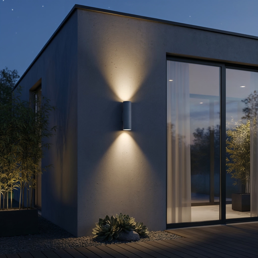 Ideal Lux - Aplique de pared exterior GUN 1xGU10/35W/230V 21 cm IP44 gris