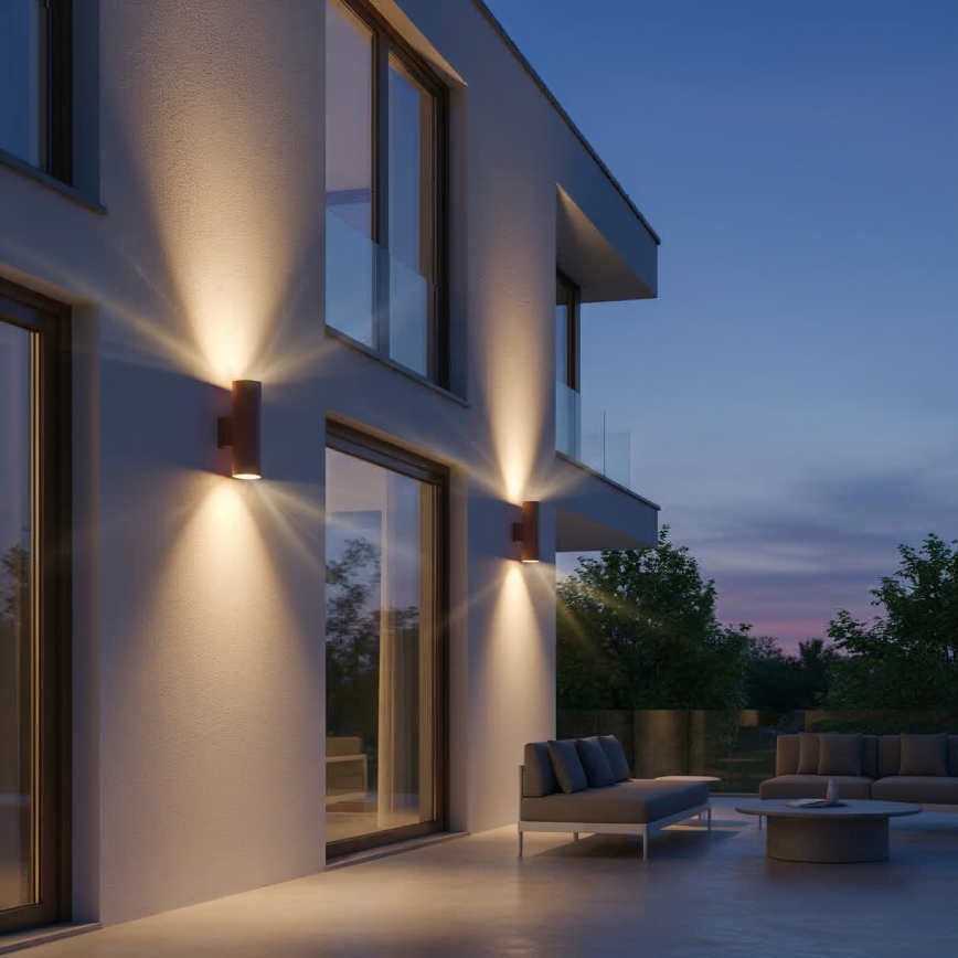 Ideal Lux - Aplique de pared exterior GUN 1xGU10/35W/230V 21 cm IP44 marrón