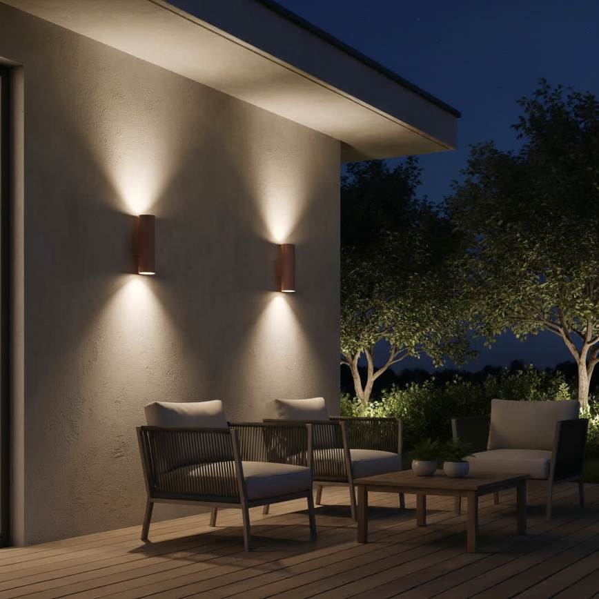 Ideal Lux - Aplique de pared exterior GUN 1xGU10/35W/230V 21 cm IP44 marrón