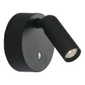 Ideal Lux - Aplique de pared LED táctil recargable y regulable BEAN LED/3W/5V CRI 95, negro