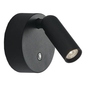 Ideal Lux - Aplique de pared LED táctil recargable y regulable BEAN LED/3W/5V CRI 95, negro