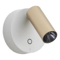 Ideal Lux - Aplique de pared orientable LED ELF, regulable con control táctil, 3W/230V, CRI 95, oro/blanco