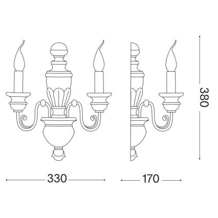 Ideal Lux - Aplique FIRENZE 2xE14/40W/230V blanco/dorado