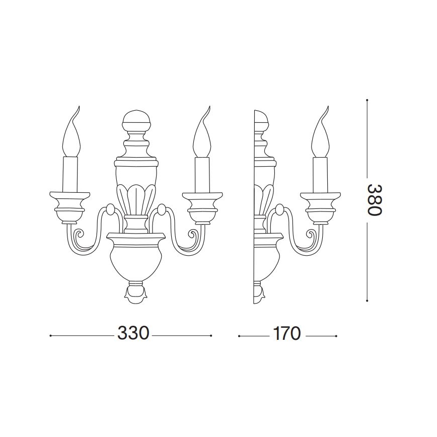 Ideal Lux - Aplique FIRENZE 2xE14/40W/230V blanco/dorado