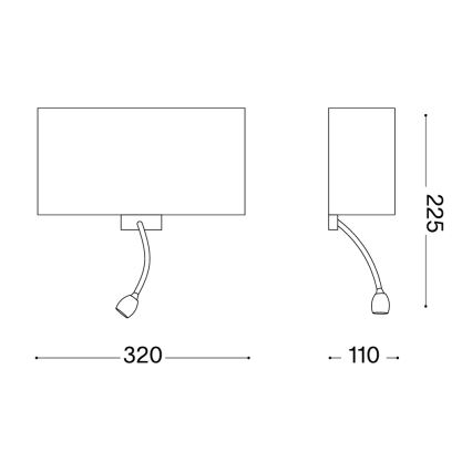Ideal Lux - Aplique flexible LED HOTEL 1xE27/60W + LED/1,5W/230V