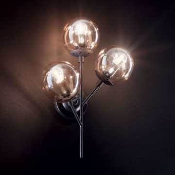 Ideal Lux - Aplique KEPLER 3xE27/42W/230V negro/ahumado
