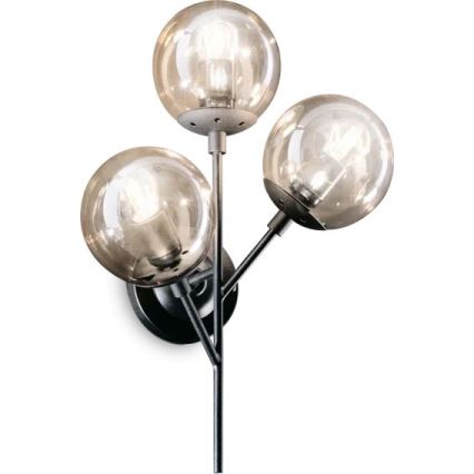 Ideal Lux - Aplique KEPLER 3xE27/42W/230V negro/ahumado