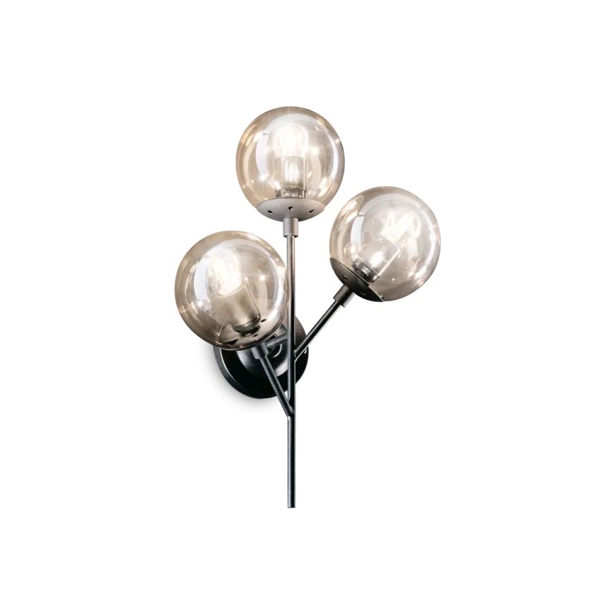 Ideal Lux - Aplique KEPLER 3xE27/42W/230V negro/ahumado