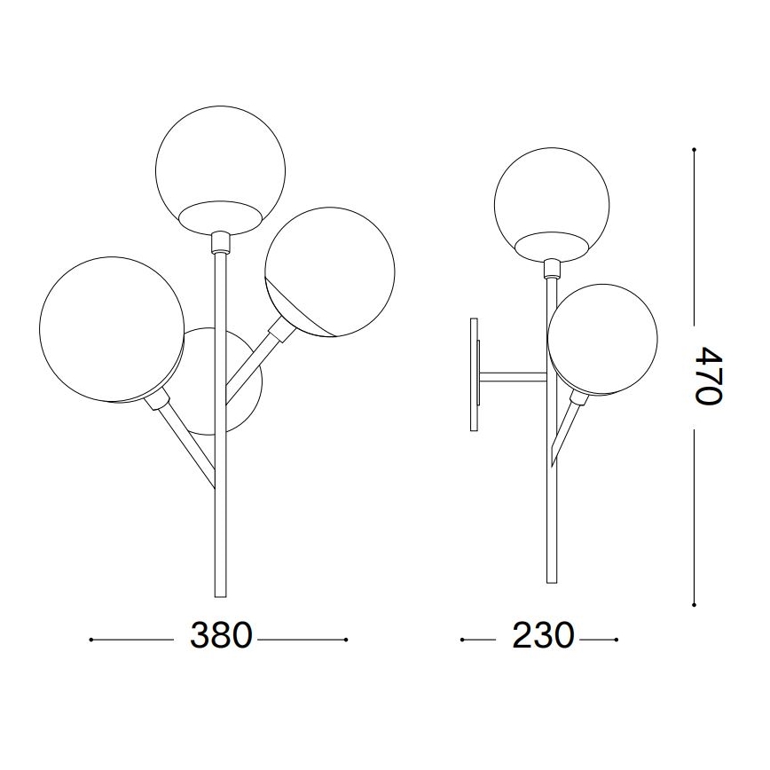Ideal Lux - Aplique KEPLER 3xE27/42W/230V negro/ahumado