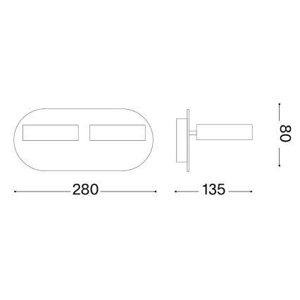 Ideal Lux - Aplique LED de pared OBY 2xLED/6W/230V CRI 90 blanco