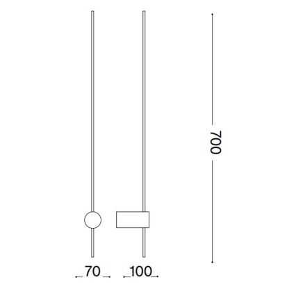 Ideal Lux - Aplique LED ESSENCE LED/12W/230V 2700K 70 cm CRI 90 negro