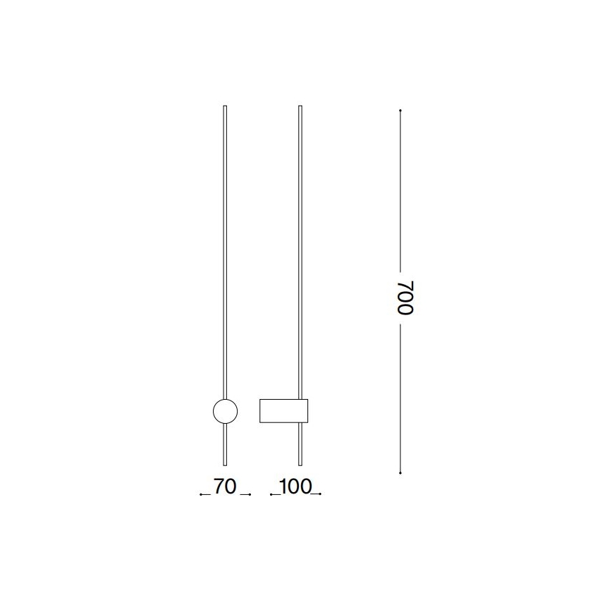 Ideal Lux - Aplique LED ESSENCE LED/12W/230V 2700K 70 cm CRI 90 negro