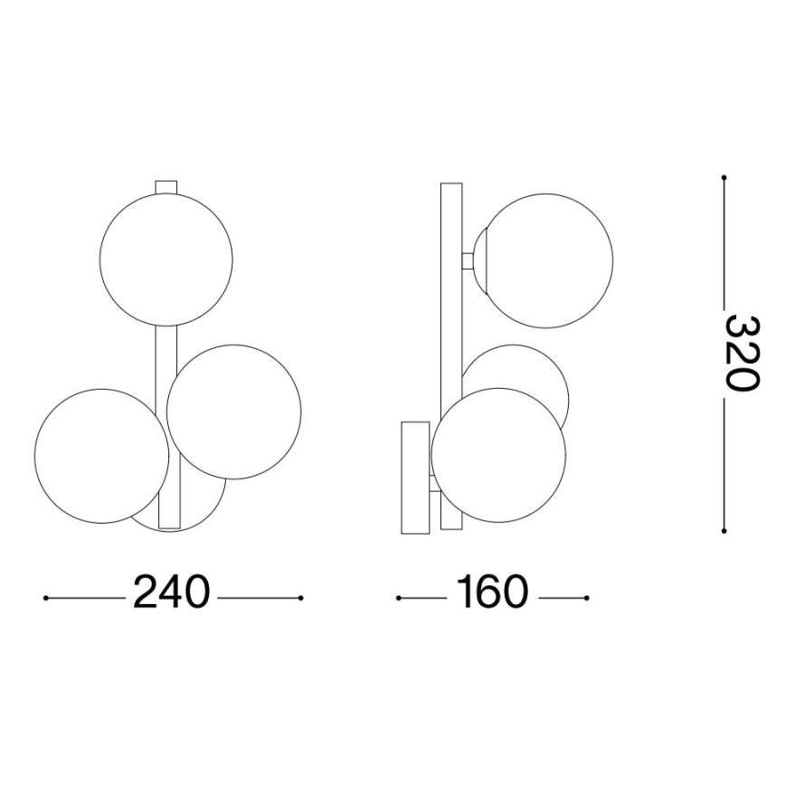 Ideal Lux - Aplique LED PERLAGE 3xG9/3W/230V dorado/ahumado