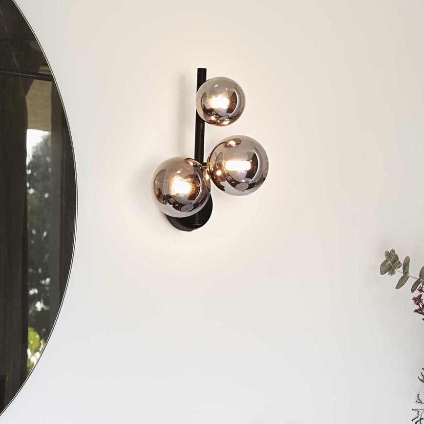 Ideal Lux - Aplique LED PERLAGE 3xG9/3W/230V negro/ahumado