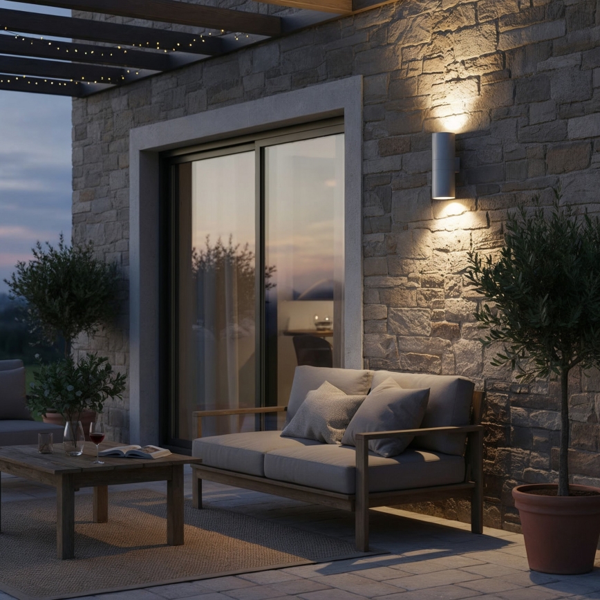 Ideal Lux - Aplique mural exterior GUN 1xE27/60W/230V 31 cm IP54 gris